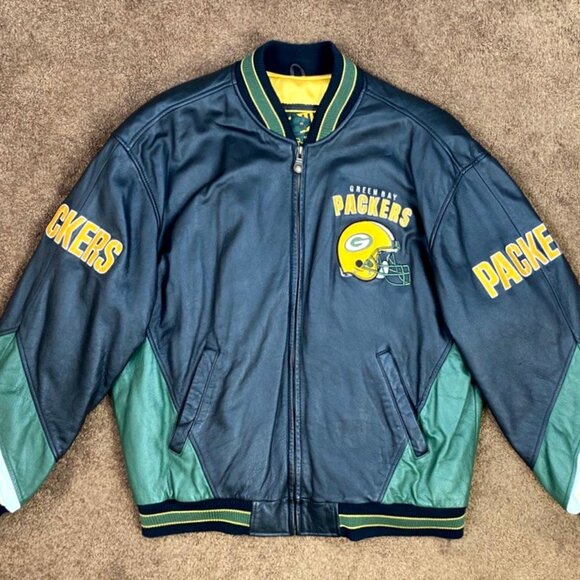 Green Bay Packers Leather Jacket by G-III Cow Leather High Quality LARGE - Picture 3 of 12